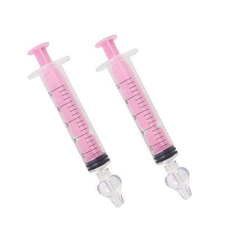 Nasal Irrigation for Baby - Nasal Syringe for Baby - 2PCS Professional Baby Nose Sucker with Cleanable and Reusable Silicone Nasal Suction Tip forIrrigation, Nasal Spray, Nasal Hygiene (Pink) in Kuwait