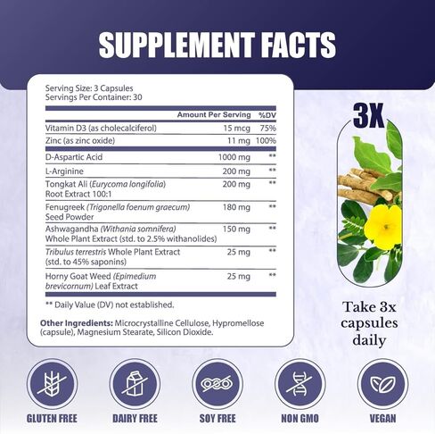 T-Forge - Energy and Mood Support - Supplements for Men with Tongat Ali, Folic Acid, L-Arginine, Tribulus Terrestris - 60 Capsules in Kuwait