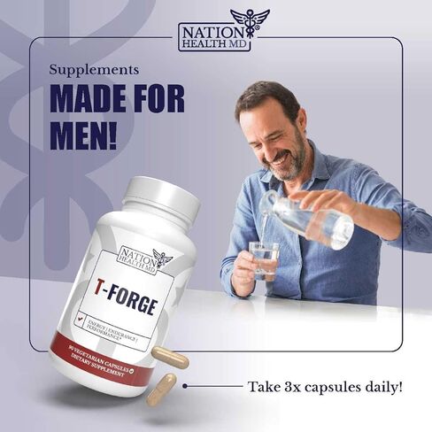 T-Forge - Energy and Mood Support - Supplements for Men with Tongat Ali, Folic Acid, L-Arginine, Tribulus Terrestris - 60 Capsules in Kuwait