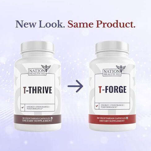 T-Forge - Energy and Mood Support - Supplements for Men with Tongat Ali, Folic Acid, L-Arginine, Tribulus Terrestris - 60 Capsules in Kuwait