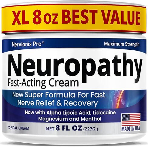 Neuropathy Nerve Relief Cream – Extra Large 8 oz – Maximum Strength for Feet Hands Legs Toes Back – Natural Ingredients Arnica Aloe Vera MSM Vitamins – Fast-Acting Soothing Relief – Super Value 8 oz in Kuwait