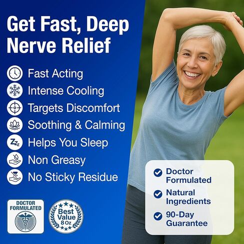 Neuropathy Nerve Relief Cream – Extra Large 8 oz – Maximum Strength for Feet Hands Legs Toes Back – Natural Ingredients Arnica Aloe Vera MSM Vitamins – Fast-Acting Soothing Relief – Super Value 8 oz in Kuwait