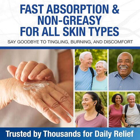 Neuropathy Nerve Relief Cream – Extra Large 8 oz – Maximum Strength for Feet Hands Legs Toes Back – Natural Ingredients Arnica Aloe Vera MSM Vitamins – Fast-Acting Soothing Relief – Super Value 8 oz in Kuwait