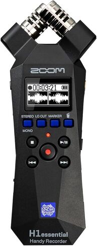 Zoom H1essential 2-Track 32-Bit Float Handy Recorder, Bundle with 3-in-1 Wireless Lavalier Mic, 64GB microSDXC Memory Card, 4x AAA Ni-MH Battery, 4-Bay Charger in Saudi Arabia