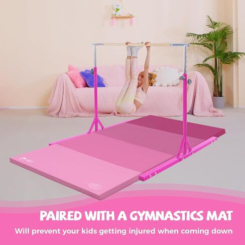Kangaroo Hoppers Gymnastics Bar Set for Home Gym Exercise, 4×8 FT Gymnastics Mat and Octagon Tumble or Incline Wedge Cheese Mat for Kids Tumbling, Skill Training in Saudi Arabia