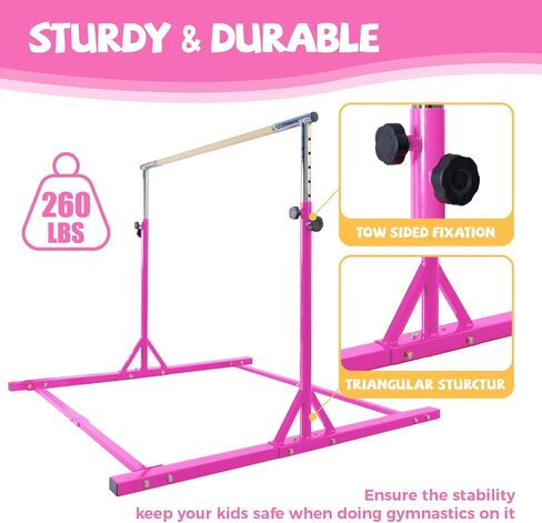 Kangaroo Hoppers Gymnastics Bar Set for Home Gym Exercise, 4×8 FT Gymnastics Mat and Octagon Tumble or Incline Wedge Cheese Mat for Kids Tumbling, Skill Training in Saudi Arabia