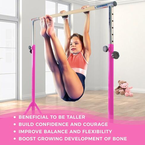 Kangaroo Hoppers Gymnastics Bar Set for Home Gym Exercise, 4×8 FT Gymnastics Mat and Octagon Tumble or Incline Wedge Cheese Mat for Kids Tumbling, Skill Training in Saudi Arabia