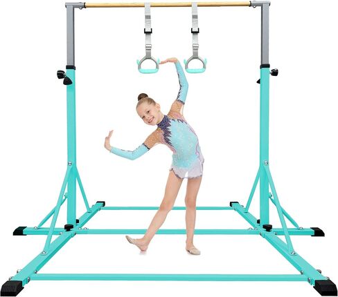 86 قضيب جمباز يورك للأطفال من عمر 3 إلى 20 عامًا، طول قاعدة 5 أقدام، ارتفاع قابل للتعديل من 42 بوصة إلى 63 بوصة، شريط أفقي، شريط كيب للاعبي الجمباز، معدات تدريب الجمباز للمنزل، مركز الصالة الرياضية in Kuwait