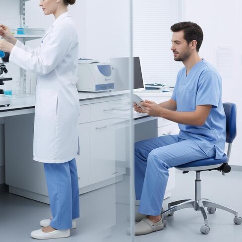 REEHUT Dental Medical Chair Doctor's Stool Adjustable Mobile Chair PU Leather Blue in Kuwait