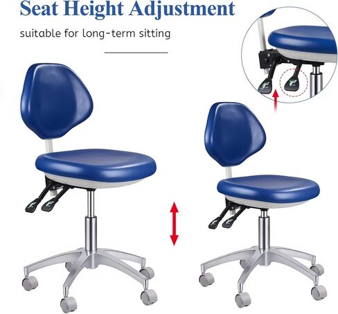 REEHUT Dental Medical Chair Doctor's Stool Adjustable Mobile Chair PU Leather Blue in Kuwait