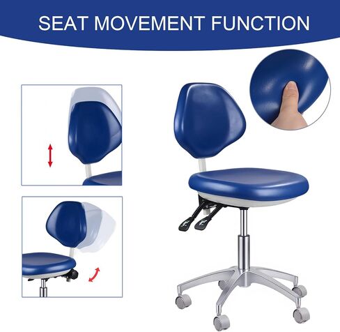 REEHUT Dental Medical Chair Doctor's Stool Adjustable Mobile Chair PU Leather Blue in Kuwait