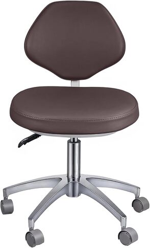 REEHUT Dental Medical Chair Adjustable Doctor's Stool Mobile Chair Micro Fiber Leather Brown in Kuwait