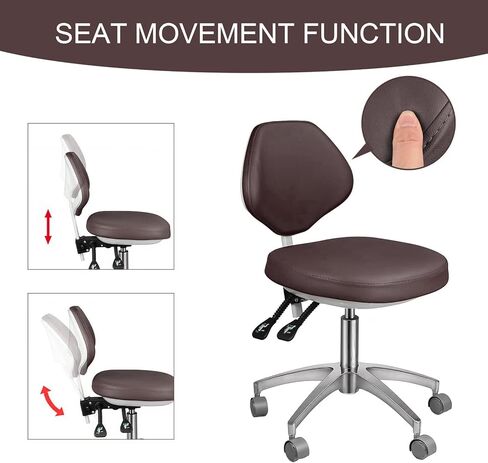REEHUT Dental Medical Chair Adjustable Doctor's Stool Mobile Chair Micro Fiber Leather Brown in Kuwait