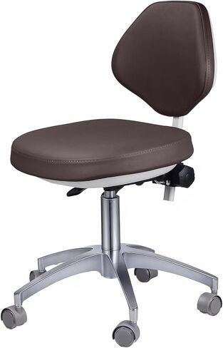 REEHUT Dental Medical Chair Adjustable Doctor's Stool Mobile Chair Micro Fiber Leather Brown in Kuwait