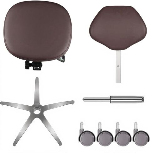 REEHUT Dental Medical Chair Adjustable Doctor's Stool Mobile Chair Micro Fiber Leather Brown in Kuwait
