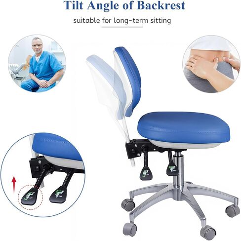 REEHUT Dental Medical Chair Doctor's Stool Adjustable Mobile Chair Micro Fiber Leather in Kuwait