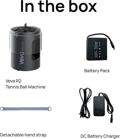 Veva R2 Series, Tennis Ball Machine – 56 MPH Speed, 28 Drill Locations, Spin Control, 6H Battery, 60-Ball Capacity, 17.6 lbs Portable Launcher with App & OTA Upgrade in Kuwait