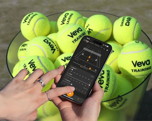 Veva R2 Series, Tennis Ball Machine – 56 MPH Speed, 28 Drill Locations, Spin Control, 6H Battery, 60-Ball Capacity, 17.6 lbs Portable Launcher with App & OTA Upgrade in Kuwait
