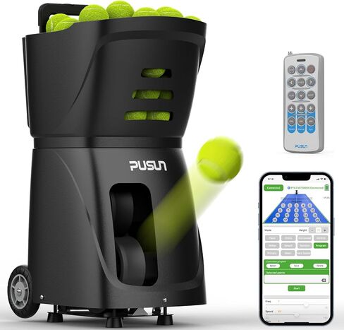 PT-Smart Tennis Ball Machine Automatic Portable Tennis Ball Launcher/Thrower for All Level Players Training and Practice - Pre-Programmed and Custom Drills, Complete with App/Remote Control. in Saudi Arabia