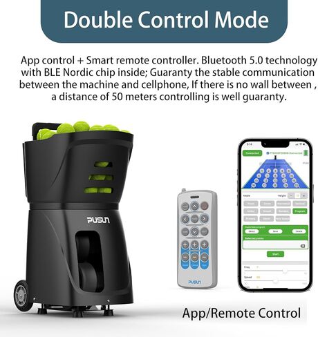 PT-Smart Tennis Ball Machine Automatic Portable Tennis Ball Launcher/Thrower for All Level Players Training and Practice - Pre-Programmed and Custom Drills, Complete with App/Remote Control. in Saudi Arabia