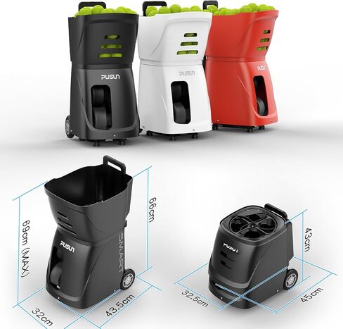PT-Smart Tennis Ball Machine Automatic Portable Tennis Ball Launcher/Thrower for All Level Players Training and Practice - Pre-Programmed and Custom Drills, Complete with App/Remote Control. in Saudi Arabia