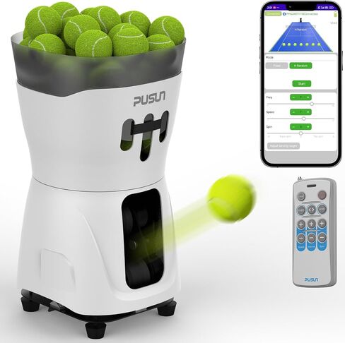 PT-MINIPro Portable Tennis Ball Machine - Lightweight Indoor Tennis Server with APP Control, 65-Ball Capacity & Teaching System, Smart Tennis Trainer for Schools (3-5H Battery) in Kuwait