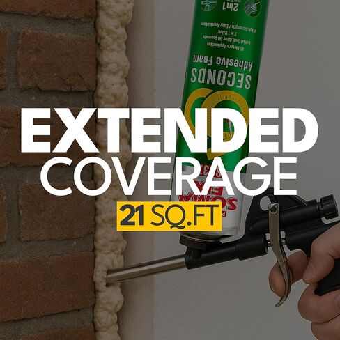 Spray Foam - Grabs in 60 Seconds, Expanding Foam Sealant for Brick, Concrete, Stone & More - Gap Filler with Dual Nozzle + (Gun & Straw) - 26 Oz / 750ml in Kuwait