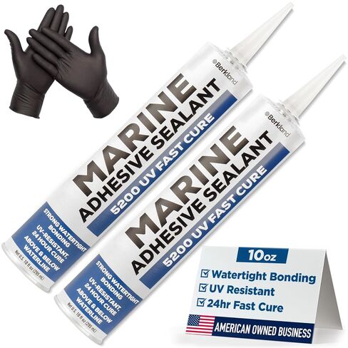 Marine Adhesive Sealant 5200 Fast Cure, [2-Pack] 10 oz Professional Grade (White) - Permanent, Watertight Bonding and Sealing - UV Resistant, Above & Below Waterline - Compare to 05203 and 06520 FC M in Kuwait