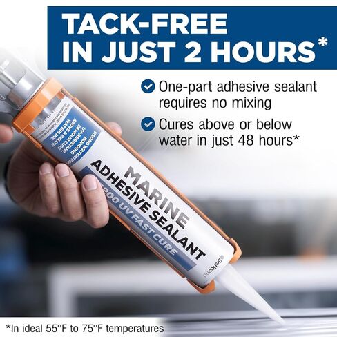 Marine Adhesive Sealant 5200 Fast Cure, [2-Pack] 10 oz Professional Grade (White) - Permanent, Watertight Bonding and Sealing - UV Resistant, Above & Below Waterline - Compare to 05203 and 06520 FC M in Kuwait