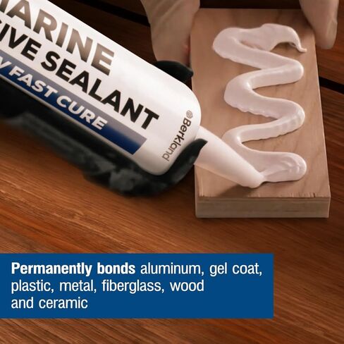 Marine Adhesive Sealant 5200 Fast Cure, [2-Pack] 10 oz Professional Grade (White) - Permanent, Watertight Bonding and Sealing - UV Resistant, Above & Below Waterline - Compare to 05203 and 06520 FC M in Kuwait
