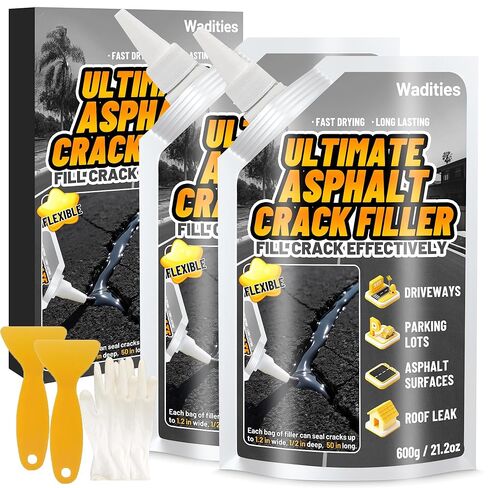 Asphalt Crack Filler, 2.65LB High Elasticity Cement Crack Filler, Self Leveling Waterproof Repair Sealant for Driveway, Walkway, Blacktop Concrete Joint, Outdoor Quick Drying Sealer - Black in Saudi Arabia