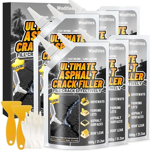 حشو شقوق الأسفلت، 2.65 رطل حشو شقوق أسمنتية عالية المرونة، مانع تسرب إصلاح مقاوم للماء ذاتي التسوية للممر، الممشى، وصلة خرسانية سوداء، مانع تسرب سريع الجفاف في الهواء الطلق - أسود in Kuwait