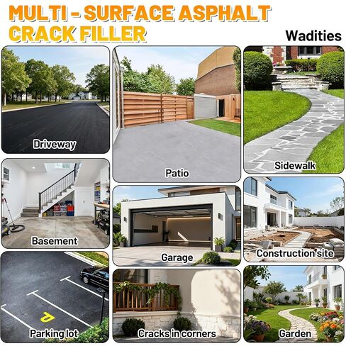 Asphalt Crack Filler, 2.65LB High Elasticity Cement Crack Filler, Self Leveling Waterproof Repair Sealant for Driveway, Walkway, Blacktop Concrete Joint, Outdoor Quick Drying Sealer - Black in Saudi Arabia