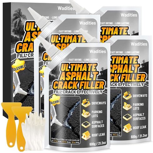 Asphalt Crack Filler, 2.65LB High Elasticity Cement Crack Filler, Self Leveling Waterproof Repair Sealant for Driveway, Walkway, Blacktop Concrete Joint, Outdoor Quick Drying Sealer - Black in Saudi Arabia