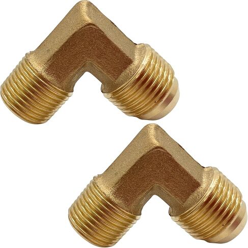 2PCS 90 Degree Elbow 1/2" Flare x 3/8" NPT Male Adapter Brass Fitting for Air Fuel Oil Line by CX WONDERLAND in Kuwait