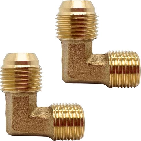 2PCS 90 Degree Elbow 1/2" Flare x 3/8" NPT Male Adapter Brass Fitting for Air Fuel Oil Line by CX WONDERLAND in Kuwait