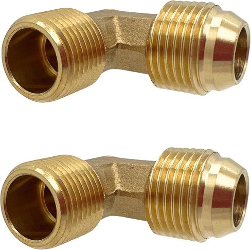 2PCS 90 Degree Elbow 1/2" Flare x 3/8" NPT Male Adapter Brass Fitting for Air Fuel Oil Line by CX WONDERLAND in Kuwait
