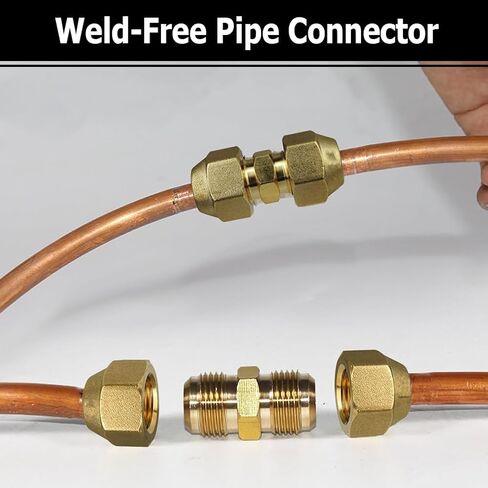Hooshing 1/2" Brass Flare Nut, 6PCS SAE 45 Degree Flare Tube Fittings for Air Conditioning Copper Pipe Extension Butt in Saudi Arabia