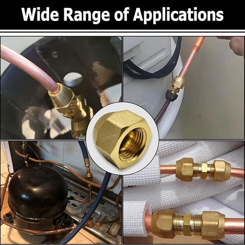 Hooshing 1/2" Brass Flare Nut, 6PCS SAE 45 Degree Flare Tube Fittings for Air Conditioning Copper Pipe Extension Butt in Saudi Arabia