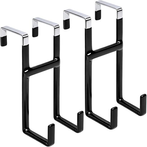 خطاف فوق الباب، عبوتان على الباب مع خطاف مزدوج شماعة معدنية شديدة التحمل مع مطاط غير قابل للانزلاق فوق الباب منظم لتعليق الملابس والمناشف والقبعات (أبيض) in Kuwait