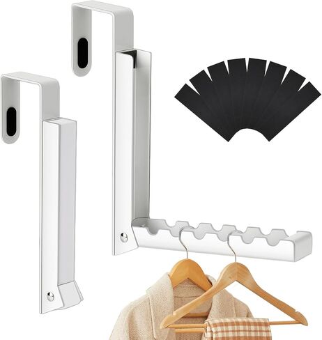 عبوتان من خطافات شماعات فوق الباب مع وسادات إضافية مضادة للانزلاق، رفوف معدنية لتجفيف الملابس قابلة للطي للغسيل، والنوم، ورف منظم مناشف المعطف المحمول لتوفير المساحة للسفر، وتخزين التعليق in Kuwait