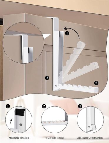 عبوتان من خطافات شماعات فوق الباب مع وسادات إضافية مضادة للانزلاق، رفوف معدنية لتجفيف الملابس قابلة للطي للغسيل، والنوم، ورف منظم مناشف المعطف المحمول لتوفير المساحة للسفر، وتخزين التعليق in Kuwait