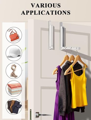 عبوتان من خطافات شماعات فوق الباب مع وسادات إضافية مضادة للانزلاق، رفوف معدنية لتجفيف الملابس قابلة للطي للغسيل، والنوم، ورف منظم مناشف المعطف المحمول لتوفير المساحة للسفر، وتخزين التعليق in Kuwait