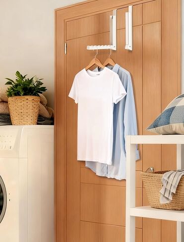 عبوتان من خطافات شماعات فوق الباب مع وسادات إضافية مضادة للانزلاق، رفوف معدنية لتجفيف الملابس قابلة للطي للغسيل، والنوم، ورف منظم مناشف المعطف المحمول لتوفير المساحة للسفر، وتخزين التعليق in Kuwait