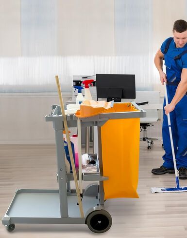 QWORK Replacement Janitorial Cart Bag, 4 Pack 24 Gallon Waterproof Large Capacity Housekeeping Commercial Replacement Cleaning Cart Bag for Collecting Trash or Clothing (Yellow) in Saudi Arabia