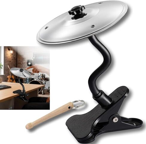 Mini Clip-On Desk Cymbal, Desktop Drum Percussion Accessory for Music Lovers, Fun Gold Stress Relief Accessory for Work and Study, Easy to Install on Most Desks (Silver) in Saudi Arabia