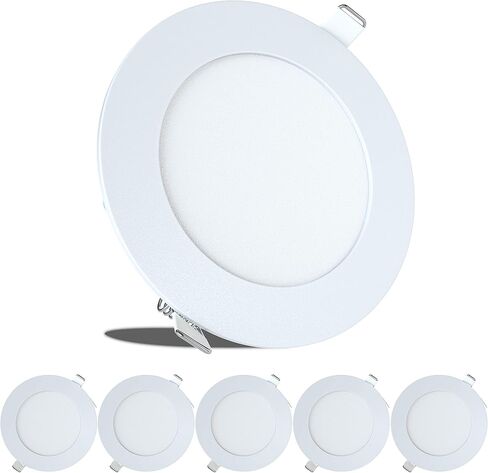 LeisureLED 5 Pack RV Boat Recessed Ceiling Light 450 Lumen Super Slim LED Panel Light DC 12V 4.75" 6W Full Aluminum Downlights, (Warm White) in Kuwait