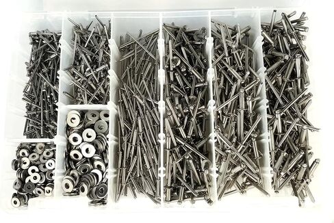Stainless Steel Pop Rivet Assortment Kit with Backing Washers - 1201 Pieces in Saudi Arabia