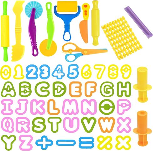 Playdough Tools Set, 18 Pcs Play Dough Sets for Kids Ages 4-8, Creative Play Dough Accessories with Clay Cutters, Roller, Molds, Safety Scissors, Educational Toys for Boys Girls in Saudi Arabia