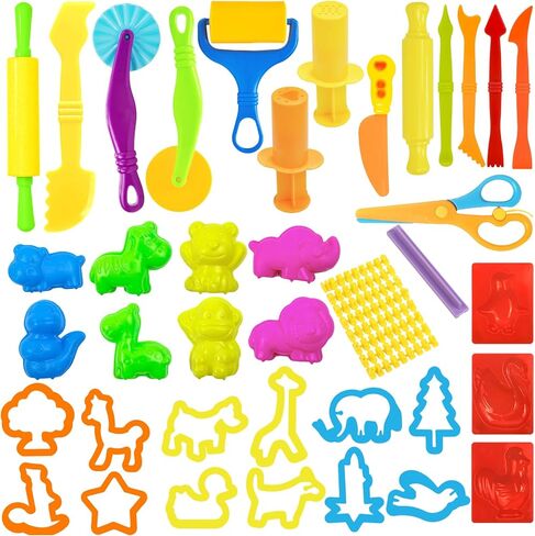 Playdough Tools Set, 18 Pcs Play Dough Sets for Kids Ages 4-8, Creative Play Dough Accessories with Clay Cutters, Roller, Molds, Safety Scissors, Educational Toys for Boys Girls in Saudi Arabia